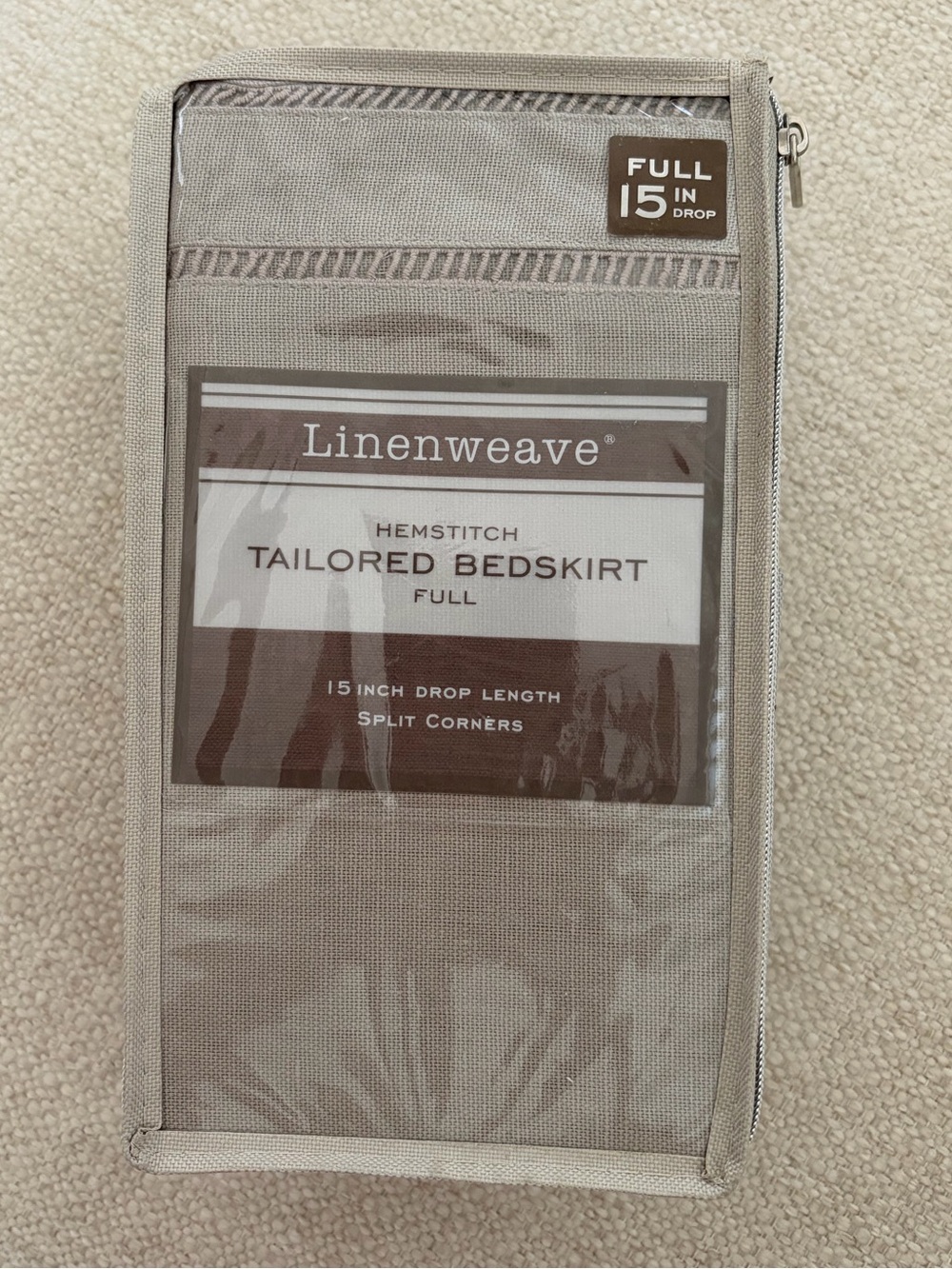 NWT/Linenweave Hemstitch Tailored Bedskirt - For Full Size Bed- Color is Gray-